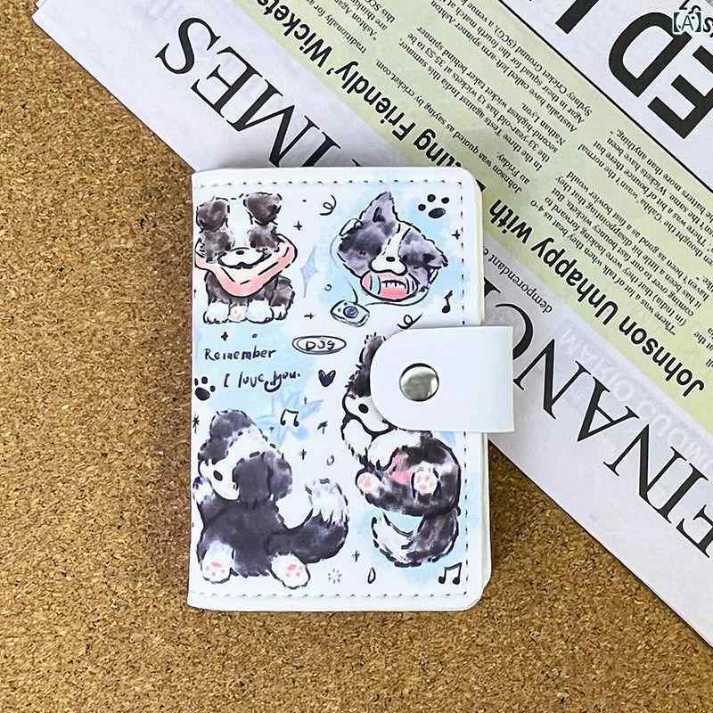 カードケース 男女兼用 ボーダーコリー犬柄 大容量多機能収納 免許証名刺入れ クレジットポイントスタンダードカジュアル シンプルベーシックナチュラル