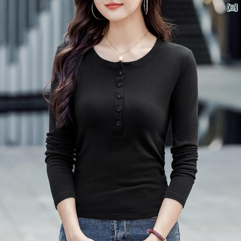 mandarinoのTシャツ レディース 長袖 ロンT クルーネック シャーリング カットソー トップス ゆったり インナー 春 秋 重ね着 無地 シンプル カジュアル ストレッチ 伸縮性 ラウンドネック 柔らかい 体型カバー 通勤 通学｜アングル2
