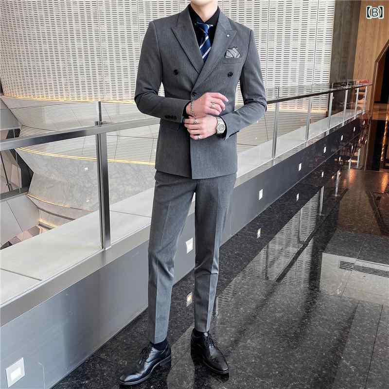mandarinoのメンズスーツ 上下セット スリム ビジネス 2点セット 2ボタン ノータックパンツ センターベント スタイルアップ シワになりにくい テーラードジャケット 披露宴 二次会 冠婚葬祭 スラックス 紳士服 新郎｜アングル2