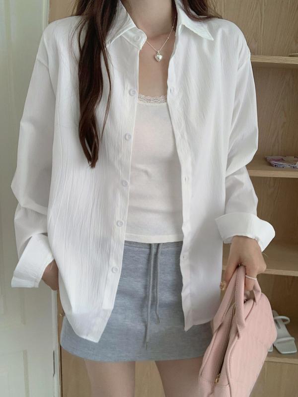 レディース 夏 UVカット 長袖 シャツ ゆったり カジュアル 無地 トップス 上品 普段使い 軽量 素材