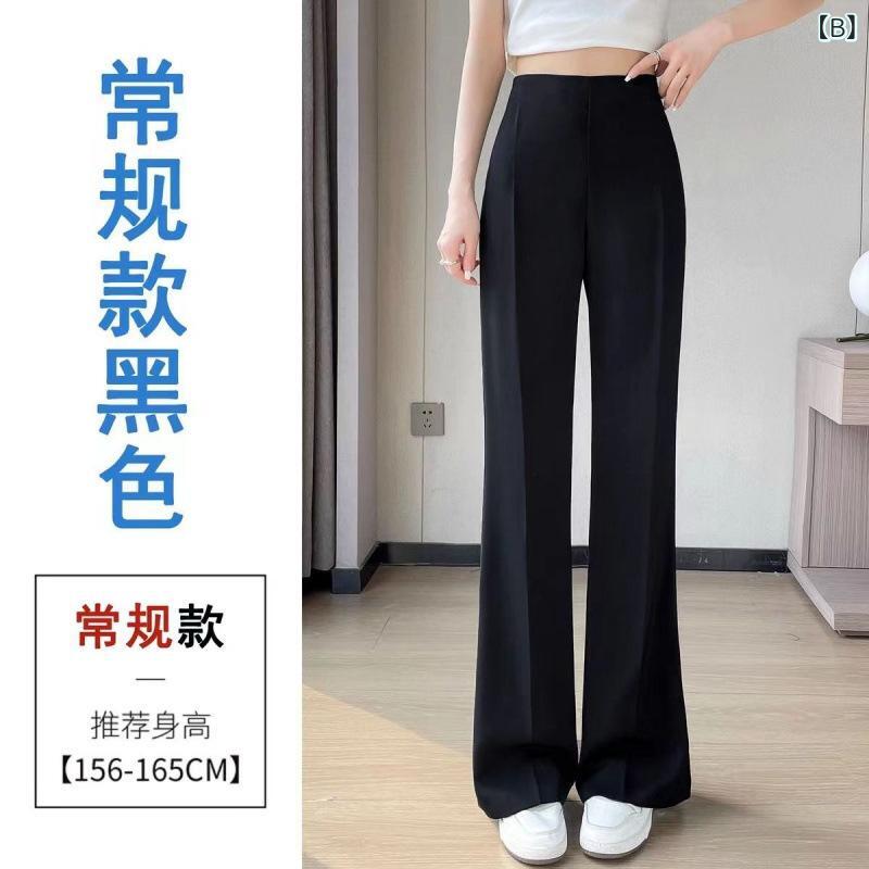 スラックス レディース ハイウエスト ブーツカット フレアパンツ 夏用 薄手 センタ...