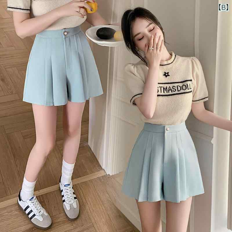 キュロットパンツ レディース ショートパンツ スカート風 Aライン ハイウエスト プ...