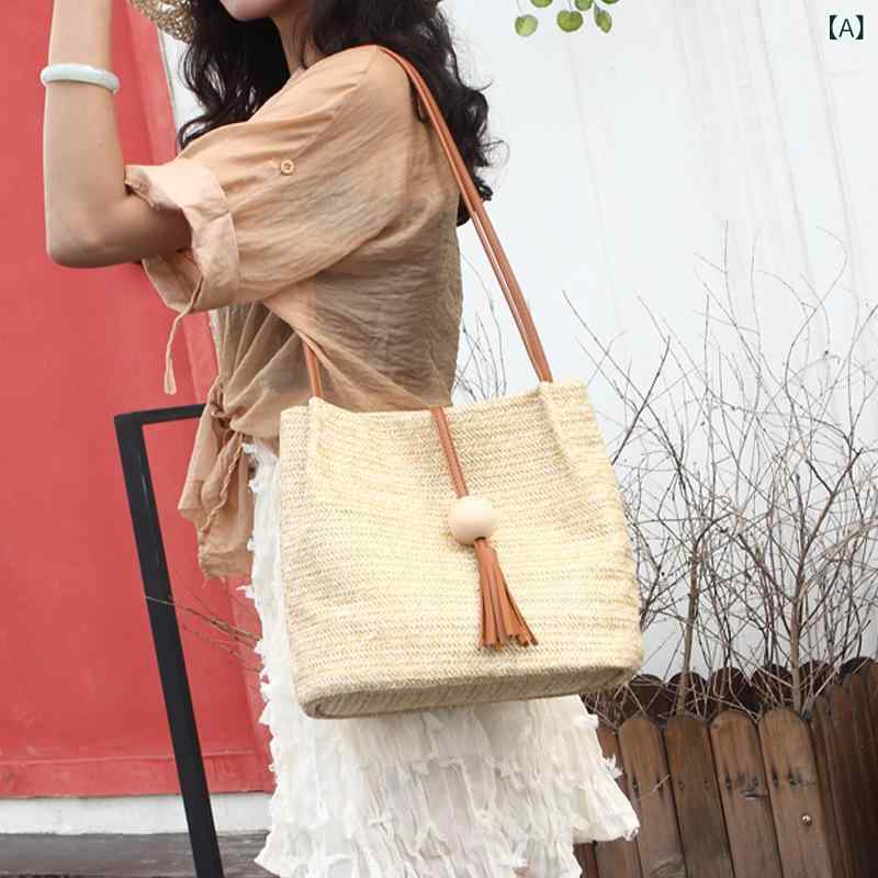 かごバッグ レディース ストローバッグ 巾着 バケツ型 タッセル 麦わら 手提げ 網代編み 裏地付き 自立 夏 海 ビーチ 旅行 浴衣 リゾー..