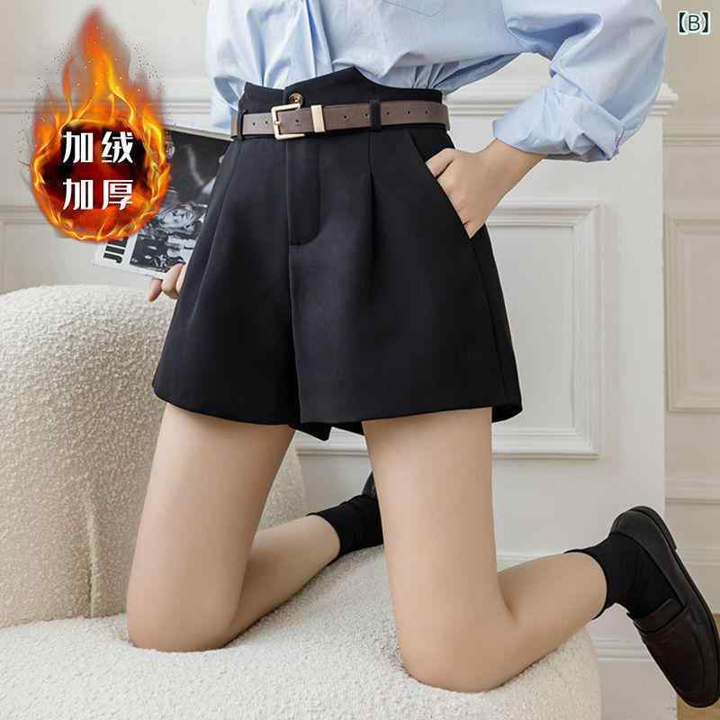 ショートパンツ レディース スーツパンツ Aライン ハイウエスト 膝上丈 無地 ボト...