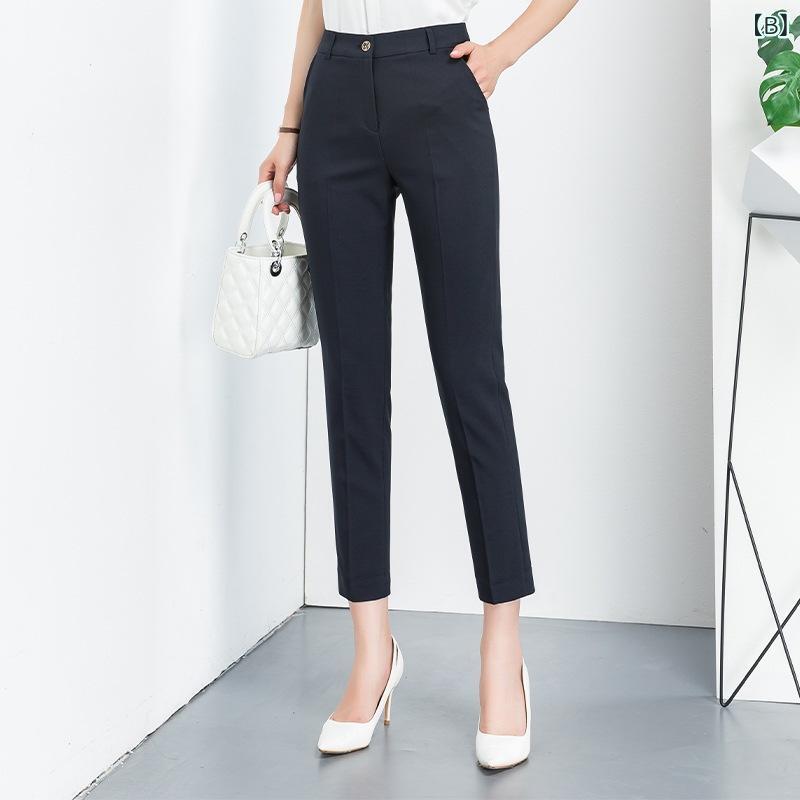 テーパードパンツ レディース スラックス ビジネス オフィス スリム ストレッチ 夏用 美脚 センタープレス アンクル丈 9分丈 ズボン ボトムス フォーマル 涼しい 小さいサイズ 接触冷感 仕事用 通勤 事務服 スーツパンツ formira88-10621095 mandarino サンプル画像2