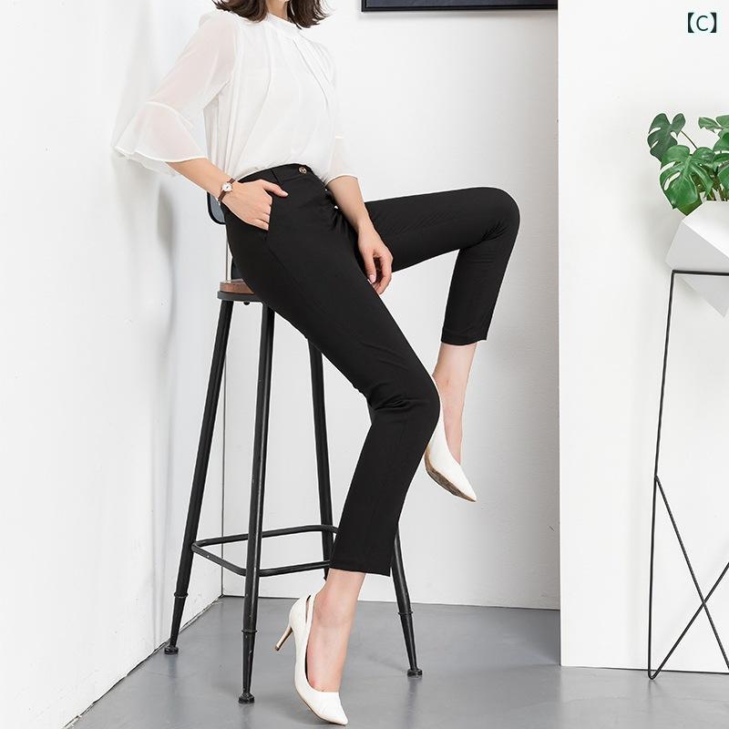テーパードパンツ レディース スラックス ビジネス オフィス スリム ストレッチ 夏用 美脚 センタープレス アンクル丈 9分丈 ズボン ボトムス フォーマル 涼しい 小さいサイズ 接触冷感 仕事用 通勤 事務服 スーツパンツ formira88-10621095 mandarino サンプル画像3