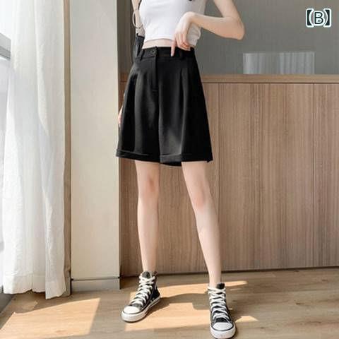 ショートパンツ レディース ハイウエスト 短パン ハーフパンツ ワイドパンツ 膝上 ...