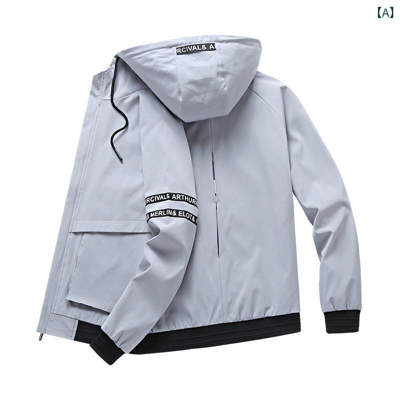 ジャケット メンズ 大きいサイズ 春秋 マウンテンパーカー フード付き ビッグシルエット ゆったり ブルゾン ジャンパー アウター カジュアル ストリート ワーク ライトアウター オーバーサイズ 長袖 防風 通学 キャンプ