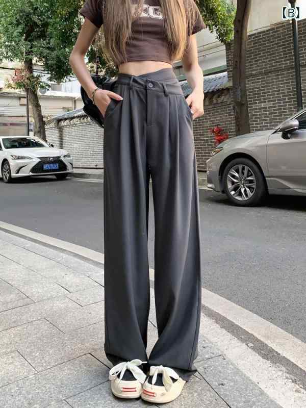 ワイドパンツ レディース ハイウエスト ロングパンツ ストレート スラックス ゆっ...