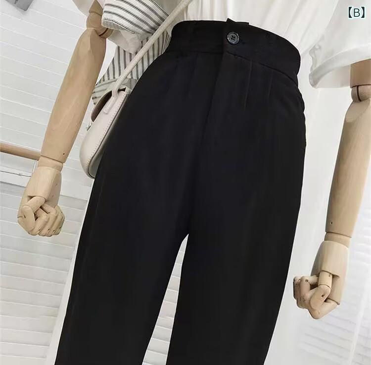 ワイドパンツ レディース スラックス ハイウエスト ストレート 落ち感 ロングパン...