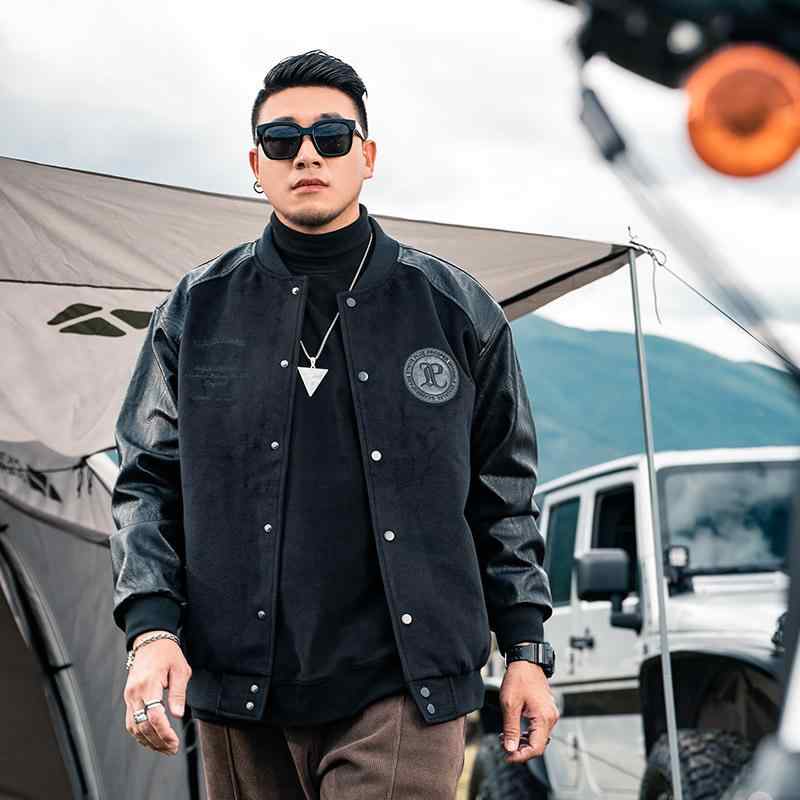 スタジャン メンズ 大きいサイズ 中綿ジャケット アウター ブルゾン ジャンパー ビッグシルエット ヴァーシティージャケット 配色 切替..