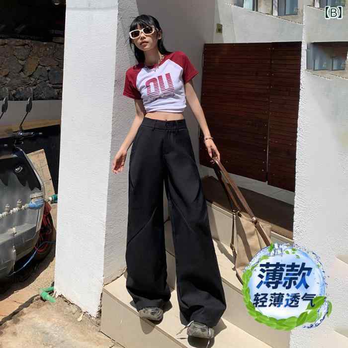 ワイドパンツ レディース スラックス フレアパンツ 春夏 薄手 ゆったり カジュアル ボトムス オフィス 通勤 無地 センタープレス ロング 体型カバー 美脚 おしゃれ シンプル ロングパンツ ズボン ウエストゴム ストレッチ 2