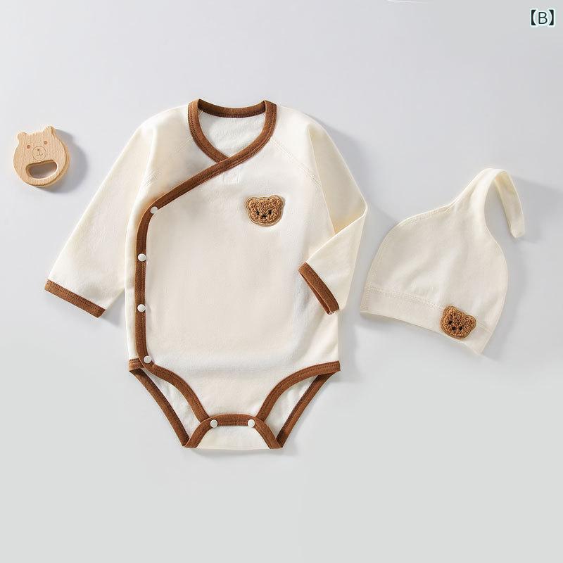 mandarinoのロンパース ベビー服 長袖 綿100% ボディスーツ 新生児 赤ちゃん 春秋 前開き プリント 総柄 かわいい 出産祝い プレゼント ギフト つなぎ 子供服 男の子 女の子 60 70 80 おしゃれ 部屋着｜アングル2