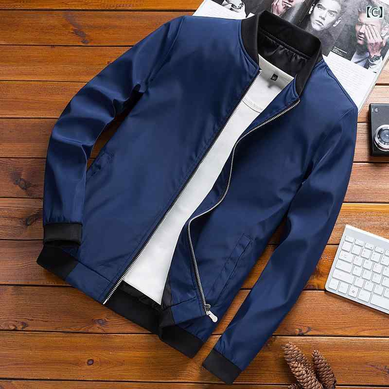 スタジャン メンズ ジャケット アウター 秋服 ブルゾン ライトアウター カジュアル シンプル 配色 スナップボタン オーバーサイズ ストリート アメカジ 長袖 ポケット付き 防寒 防風 上着