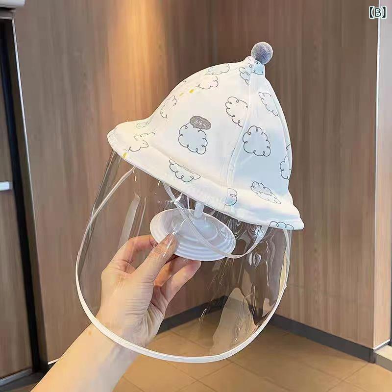 ベビー帽子 ベビー 飛沫防止 フェイスシールド ハット 取り外し可能 透明フェイス...