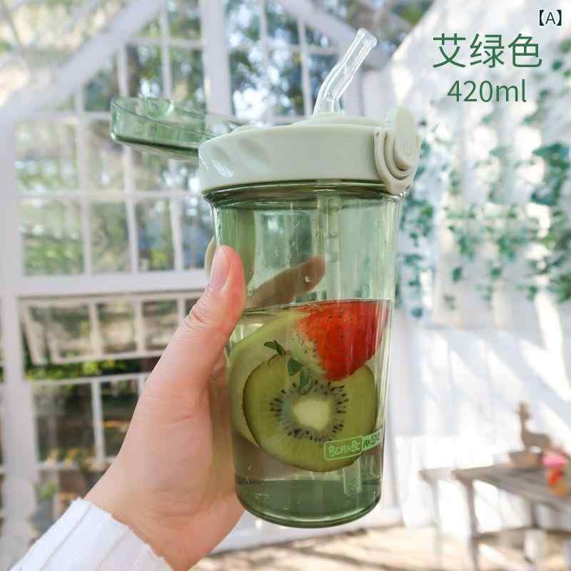 水筒 ストロー付き プラスチック 透明 クリアボトル 500ml 蓋付き マグボトル 軽量 持ち運び 通学 通勤 学校 オフィス スポーツ アウトドア レジャー ピクニック 遠足 キャンプ シンプル おしゃれ かわいい ギフト 贈り物