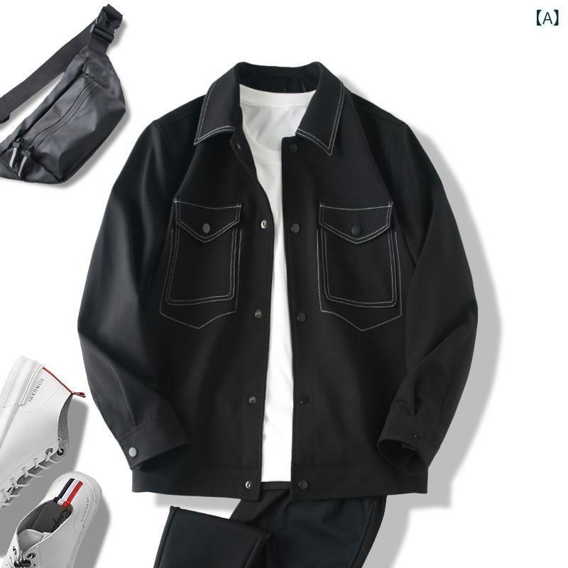 ジャケット メンズ ワークジャケット 襟付き ツイル生地 ステッチ 軽量 ビジカジ カジュアルウェア 紳士服 ブルゾン スイングトップ ライトアウター 春アウター 秋アウター 羽織り