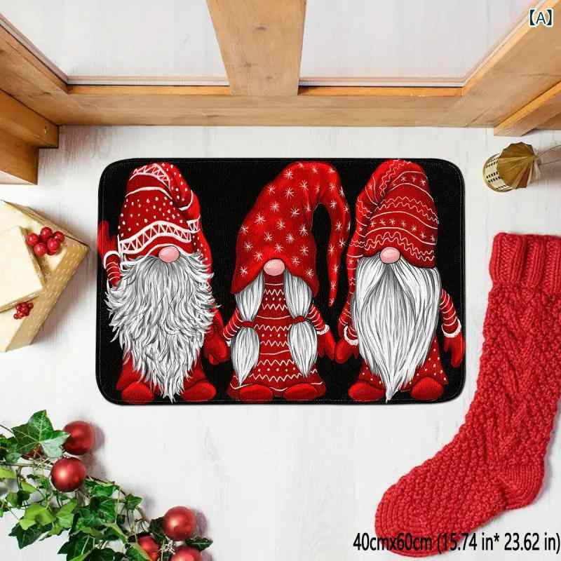 ラグマット クリスマス サンタクロース レッド 長方形 フランネルマイクロファイバ...