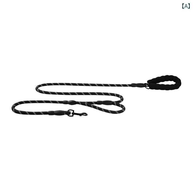 Collars, Harnesses, Leashes - 犬用リード 中型犬 大型犬 丈夫 反射 2ハンドル ナイロン クッション 持ち手 衝撃吸収 防災 お散歩 トレーニング 訓練 ペット用品 引きの強い犬 散歩グッズ 長め 太め しつけ用 夜間 安心 安全 散歩用品