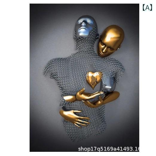 乐天商城 - アートパネル モダン 抽象画 インテリア 壁掛け 絵画 彫刻風 金属質 人物 恋人 カップル 3D風 デコレーション 玄関 リビング 寝室 壁飾り おしゃれ 贈り物 プレゼント ギフト 模様替え