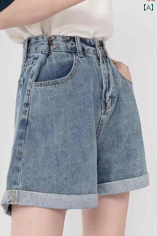 ショートパンツ レディース デニム ワイドパンツ ハイウエスト 美脚 脚長 短パン ...