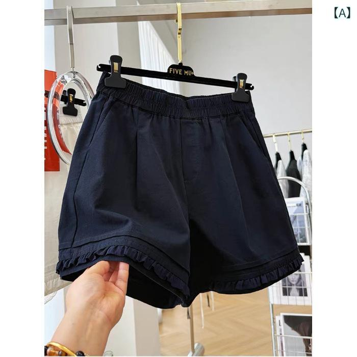 ショートパンツ レディース 短パン Aライン ズボン ハイウエスト ボトムス 体型カバー 涼しい 美脚 着痩せ 無地 シンプル 夏服 部屋着 お出かけ スポーツ ゆったり カジュアル 動きやすい 150kg対応