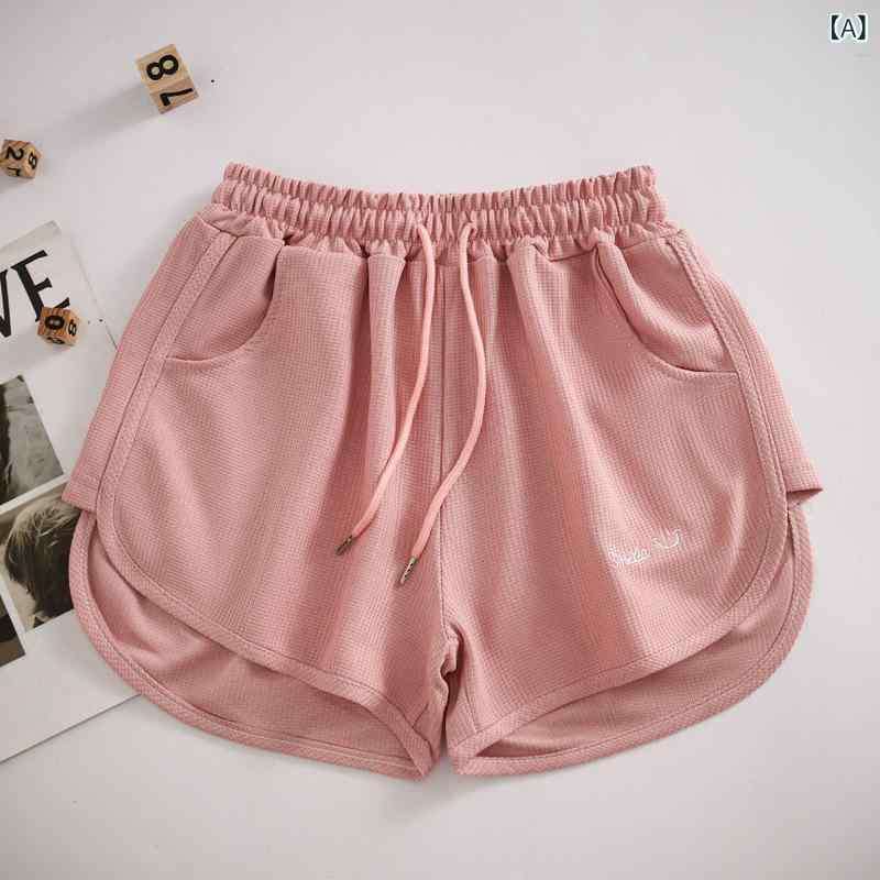 ショートパンツ レディース 短パン ワッフル素材 ウエストゴム ワイドパンツ ルー...