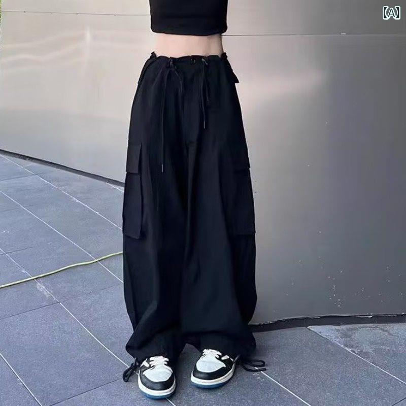カーゴパンツ レディース ワイドパンツ ストレート ワークパンツ ハイウエスト ボ...