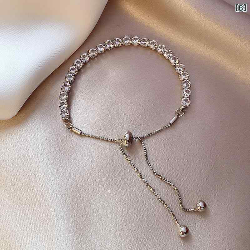 mandarinoのブレスレット レディース ジルコニア フラワー 花 モチーフ 蝶々結び リボン 調節可能 華奢 アクセサリー 腕輪 ジュエリー ギフト 贈り物 おしゃれ パーティー デイリー使いに最適 手首に馴染みやすい｜アングル2