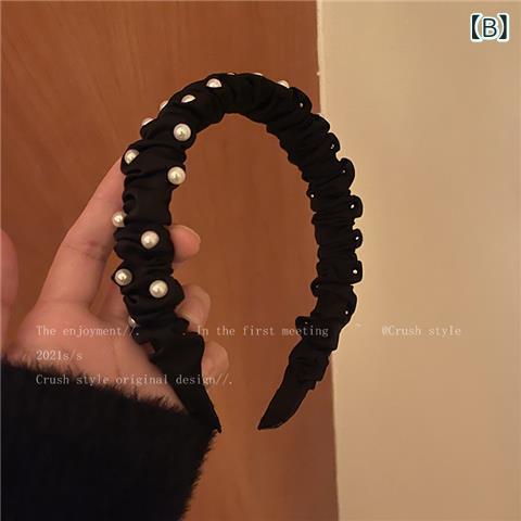 カチューシャ レディース パール 幅広 布 ヘアアクセサリー 太め ヘアバンド レト...
