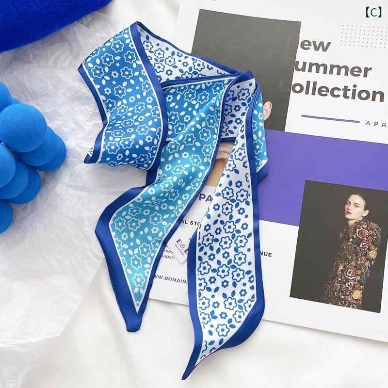 スカーフ レディース シルク調 小判 ネッカチーフ チェック柄 ヘアアクセサリー バ...