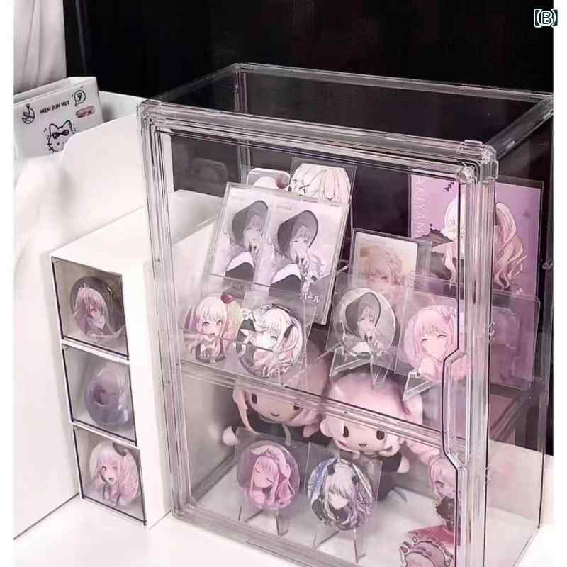 mandarinoのコレクションケース アクリルケース 卓上 収納ボックス ディスプレイケース フィギュアケース 飾り棚 大容量 多段式 分割収納 クリアケース 透明 展示ボックス 透明ケース 仕切り付き 見せる収納｜アングル2
