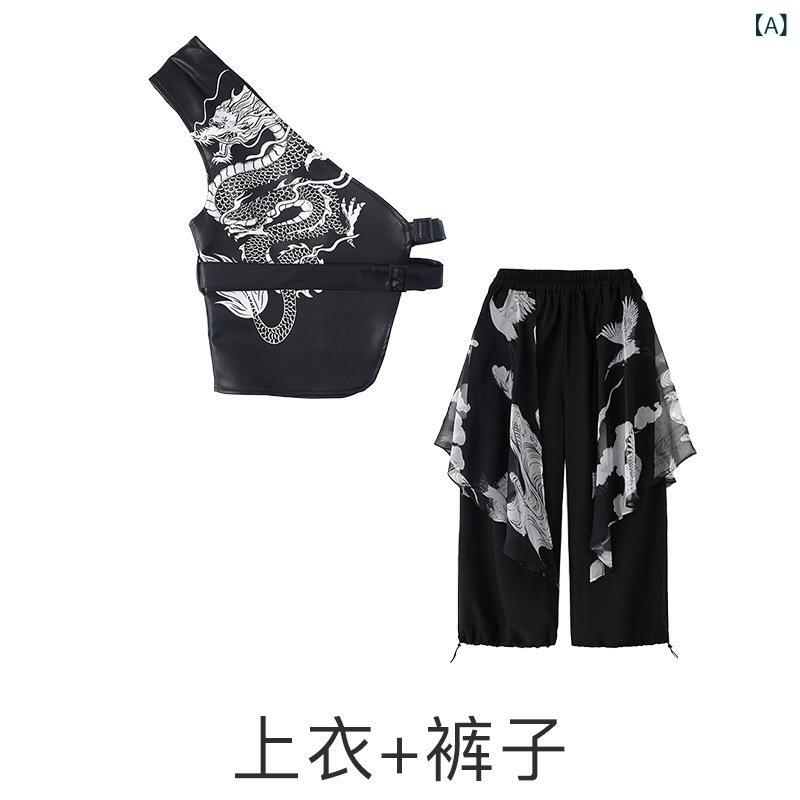 子供服 キッズ セットアップ 男の子 女の子 ダンス衣装 ヒップホップ ストリート系 上下セット マベスト パンツ ガールズ ボーイズ 練習着 発表会 ダンスウェア 動きやすい かっこいい おしゃれ