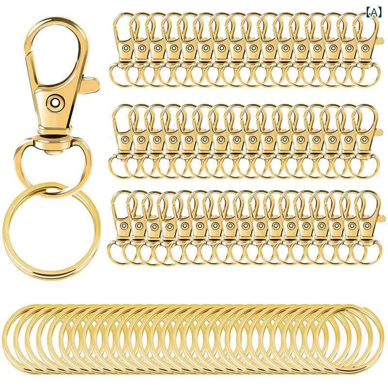 キーホルダー 回転式 カニカン 留め具 ナスカン フック セット 金具パーツ アクセサリー 手芸 DIY 接続パーツ バックル ペット リード用 連結 強度 頑丈 紛失防止 着脱簡単