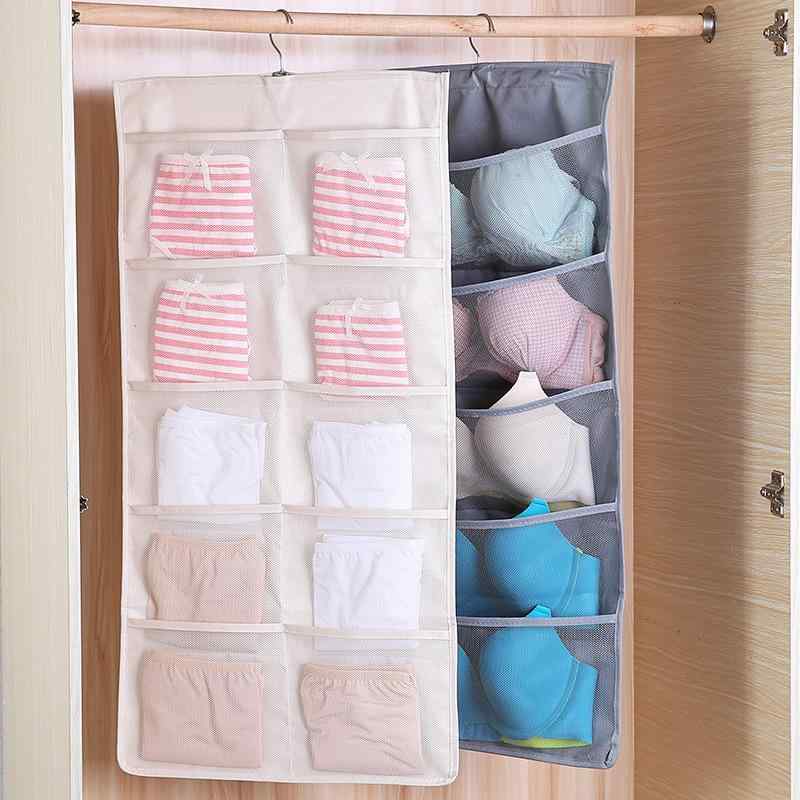 ウォールポケット 男女兼用 吊り下げ式 両面ポケット 仕切り付き シンプル ベーシック定番無地スタンダードナチュラルカジュアル普段使い