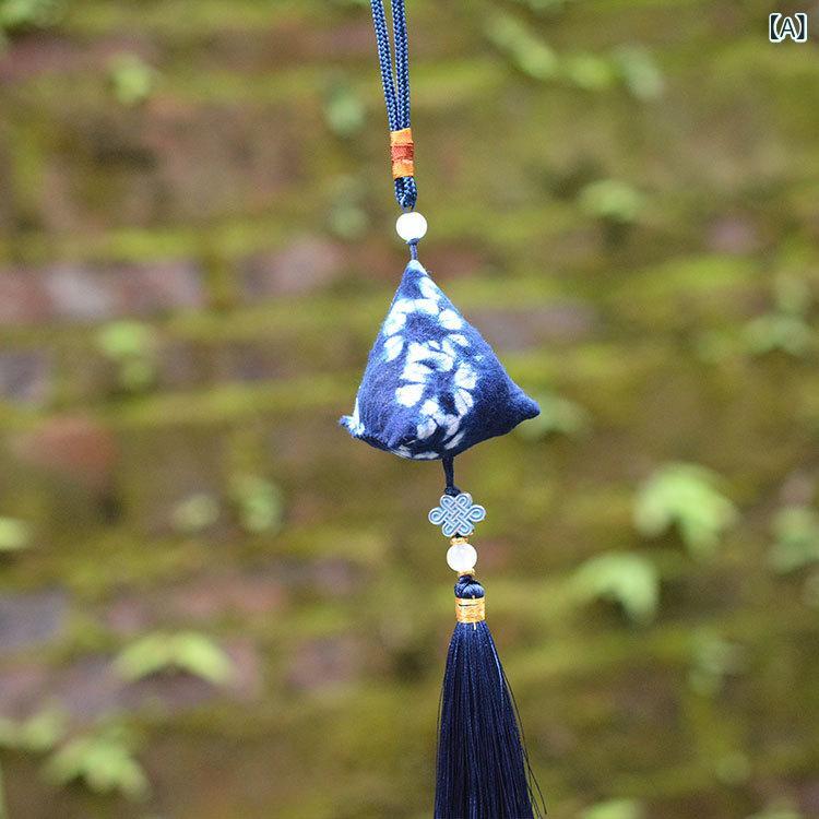 匂い袋 藍色和柄香袋サシェ吊るし飾りチャームタッセル エスニックナチュラルアジアン雑貨インテリア 車内玄関飾り香り小物和雑貨伝統 シンプルベーシック定番スタンダード ナチュラル