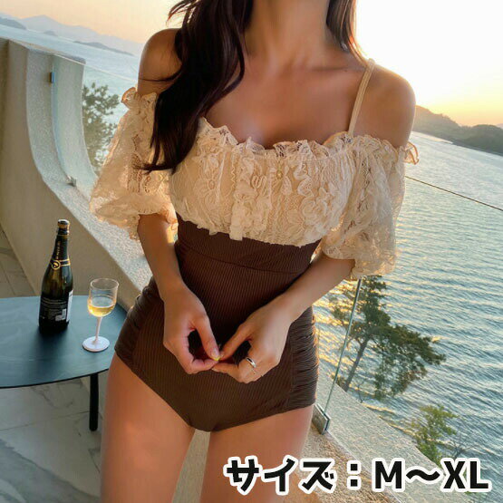 水着 レディース ワンピース 可愛い セクシー かわいい 大きいサイズ ワンピース水着 体型カバー 袖付き スイムウエア 韓国 海外