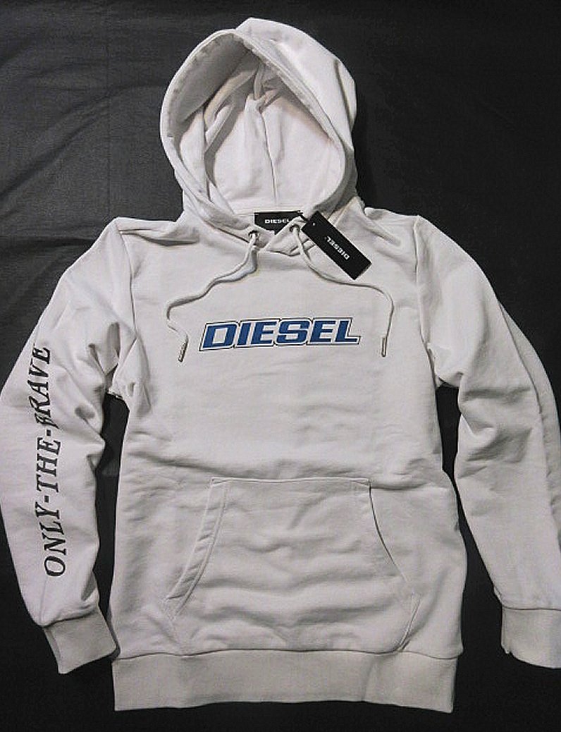 本物正規◆DIESEL ディーゼル◆スウェットパーカー GIRK■白 WHITE■ 新品 袖ロゴ入り