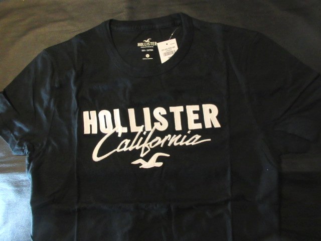 本物正規◆ホリスター◆Tシャツ アップリケ 3205-900■黒/白■新品/綿100％ HOLLISTER