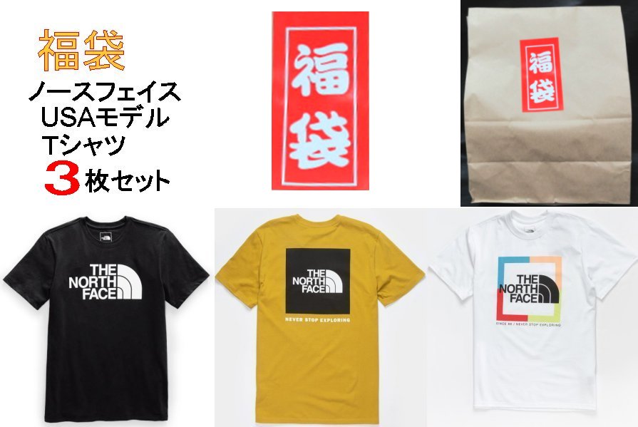 本物正規 ノースフェイス 福袋 Tシャツ 3枚セット■新品■USA■ THE NORTH FACE / メンズ/ 半袖