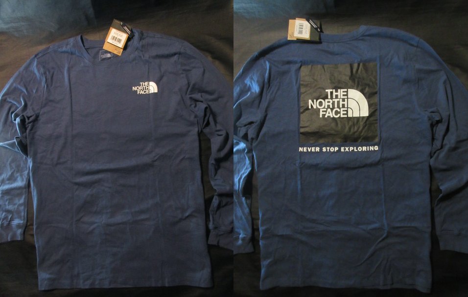 楽天フォートリー楽天市場店本物正規◆ノースフェイス◆長袖Tシャツ ボックスロゴ BOX NSE■紺 系 SHADY BLUE■新品■アメリカ限定/MPF