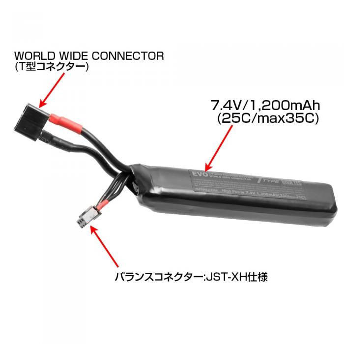 Laylax-GigaTec リポバッテリー PSE LiPo R 7.4V 1200mAh T型コネクター ストックパイプイン ライラクス 2