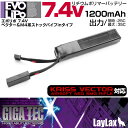 【ワンダフルデイPOINT 5倍付与 】Laylax-GigaTec エボリポバッテリー 7.4V/1200mAh ストックパイプイン(マルチタイプ)M4 クリスベクター ミニS対応モデル他 ライラクス