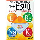 【重要】※必ずお読みください封筒での発送となります。他商品との同梱は不可となります。また、当店から発送後の商品の紛失・破損などのトラブルにつきましては一切の責任を負いかねます。発送後のご注文キャンセルにつきましては、理由の如何を問わずお断り致します。 お届けまで5日〜1週間ほどお時間を頂く場合がございます。 代引き決済には対応不可です。 ポスト投函となりますので日付け指定はできません。日付け指定を選択した場合は無効となりますので ご了承くださいご注文者とお届け先の表札が異なる場合は「○○様方△△まで」「○○気付●●・・」と記入お願いいたします 予めご理解・ご了承の上、ご注文をお願い致します。 使用上の注意 次の人は使用前に医師又は薬剤師に相談してください。(1)医師の治療を受けている人(2)本人または家族がアレルギー体質の人(3)薬によりアレルギー症状を起こしたことがある人(4)はげしい目の痛みなどの症状のある人(5)緑内障の診断を受けた人・次の場合は、直ちに使用を中止し、この文書を持って医師又は薬剤師に相談してください。(1)次の症状があらわれた場合(関係部位：症状)皮ふ：発疹、発赤、かゆみ目：充血、かゆみ、はれ(2)目のかすみが改善されない場合(3)2週間くらい使用しても症状がよくならない場合 効能・効果 目の疲れ、目のかすみ(目やにの多いときなど)、結膜充血、眼病予防(水泳のあと、ほこりや汗が目に入った時など)、眼瞼炎(まぶたのただれ)、目のかゆみ、紫外線その他の光線による眼炎(雪目など)、ハードコンタクトレンズを装着している時の不快感 用法・用量 1回2〜3滴、1日5〜6回点眼してください。★用法・用量に関連する注意・小児に使用させる場合には、保護者の指導監督のもとに使用させてください。・容器の先をまぶた、まつ毛に触れさせないでください。また、混濁したものは使用しないで下さい。・点眼用のみに使用してください。・ソフトコンタクトレンズを装着したまま使用しないで下さい。 成分・分量 酢酸d-α-トコフェロール(天然型ビタミンE)：0.05％塩化ピリドキシン(ビタミンB6)：0.1％コンドロイチン硫酸ナトリウム：0.1％L-アスパラギン酸カリウム：1％メチル硫酸ネオスチグミン：0.005％マレイン酸クロルフェニラミン：0.03％添加物：ホウ酸、ホウ砂、L-メントール、d-ボルネオール、ユーカリ油、エデト酸Na、ポリオキシエチレン硬化ヒマシ油、pH調整剤 保管および取扱い上の注意 直射日光の当たらない涼しい所に密栓して保管してください。・小児の手の届かないところに保管してください。・他の容器に入れ替えないで下さい。・他の人と共用しないで下さい。・使用期限の過ぎた製品は使用しないで下さい。また、使用期限内であっても、開封後はできるだけ速やかに使用してください。 商品区分 第三類医薬品 文責者 森田雄喜　登録販売者 広告文責 株式会社 メディール 使用期限 使用期限まで100日以上の商品をお送りいたします お問い合わせ先 ロート製薬 お客様安心サポートデスクTEL：(東京) 03-5442-6020、(大阪) 06-6758-1230受付時間：9：00-18：00(土・日・祝日を除く)■製造販売会社ロート製薬株式会社大阪市生野区巽西1-8-1 第三類医薬品とは:日常生活に支障をきたす程度ではないが、身体の変調・不調が起こるおそれがある成分を含むもの。 （例）ビタミンB、C含有保健薬、整腸剤など「ロート ビタ40アルファ」は、目の疲れ・かすみに効く目薬です。【医薬品販売に関する記載事項】（必須記載事項）はこちら