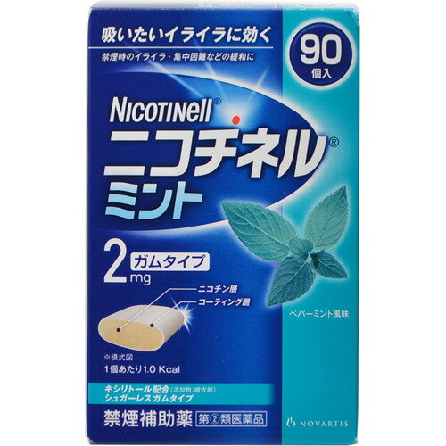 ★【第(2)類医薬品】ニコチネルミント 90個 [【2個セット(送料込)】※同梱は不可。セルフメディ ...