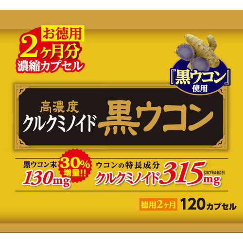 高濃度 黒ウコン 徳用 約60日分 120カプセル [【2個セット(送料込)】※同梱は不可]