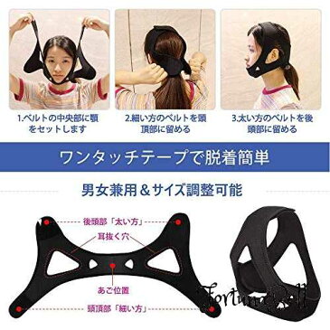 VOARGE 顎固定 サポーター いびき防止グッズ 顎固定サポーター 通気性良い サイズ調整でき 無臭 肌に優しい 男女兼用 ()