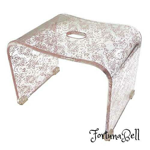 色：ピンク センコー クリアローズ N バスチェア 風呂いす 高さ約 25cm ピンク 透明クリア地に薔薇模様 エレガント 78258(3)