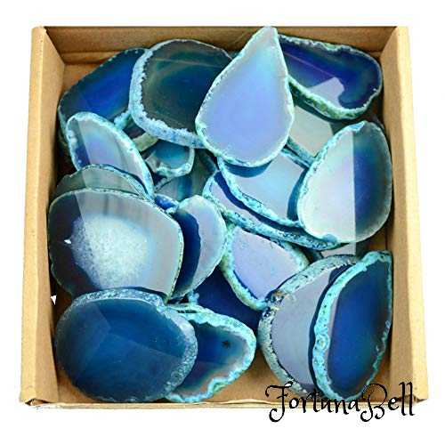 30 pieces Agate Slices Stone Slab 5.1cm - 7.6cm in length for Wedding Name Cards Namecards Place Cards - Blue