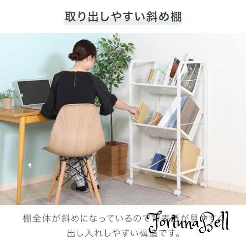 色:ホワイト サイズ:3段 不二貿易 ファイルラック ファイルワゴン 3段 幅55*奥行40*高さ112cm ホワイト 書類収納 A4収納 キャスター付き 13310 [3]
